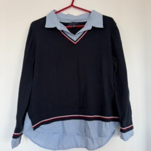 Tommy Hilfiger Sweaters - $89 Retail – Tommy Hilfiger Layered Sweater Shirt Preppy Navy Pullover XL